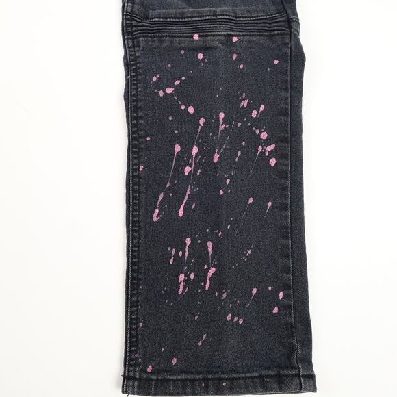Demolition Jeans Mens 36x32 Splattered Distressed Moto Denim Black - Picture 8 of 15
